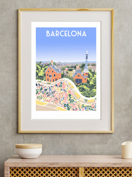 Barcelona Art Print Wood Frame