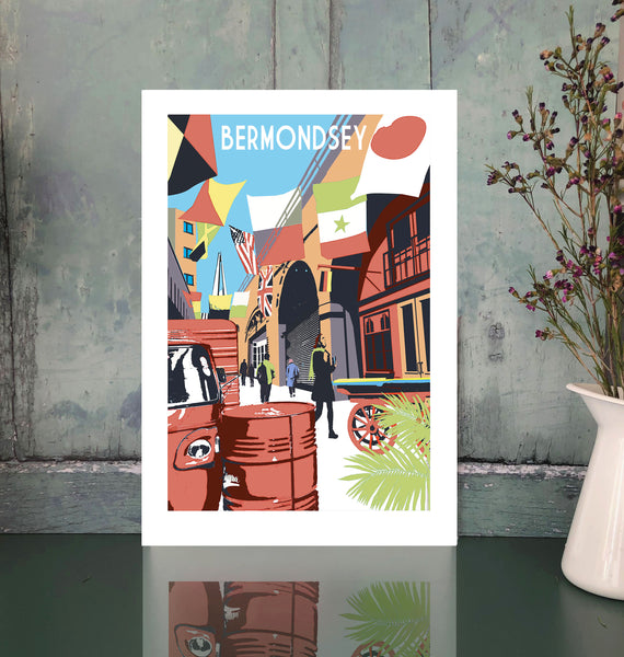 Bermondsey art print unframed with flowers