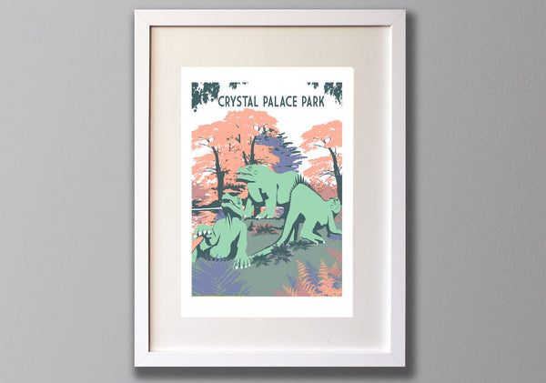 Crystal Palace Park Dinosaurs Art Print, London Location Wall Art