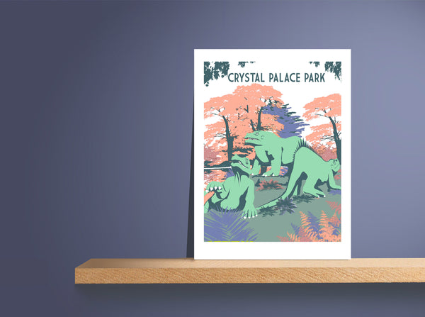 Crystal Palace Park Dinosaurs Art Print, London Location Wall Art