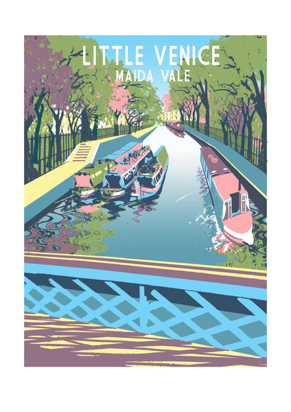 Little Venice Screen Print, Maida Vale Limited Edition Art, A3 London Illustration - Red Faces Prints