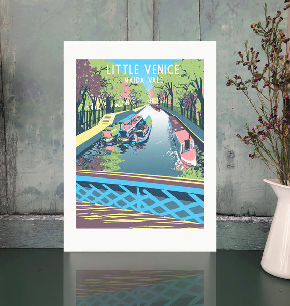 Little Venice Screen Print, Maida Vale Limited Edition Art, A3 London Illustration - Red Faces Prints