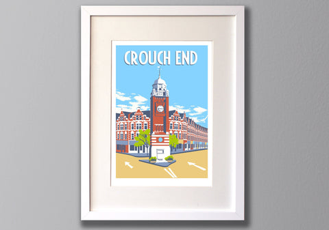 Crouch End Print - A3 Limited Edition Giclee Art - Red Faces Prints