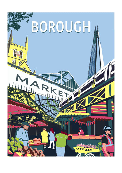 Borough Market Print, A3 Limited Edition London Giclee Art - Red Faces Prints