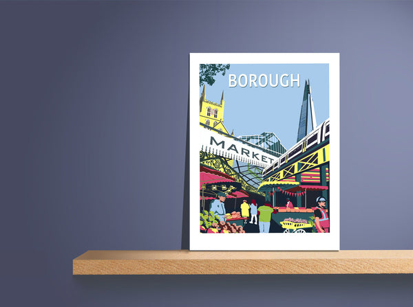 Borough Market Print, A3 Limited Edition London Giclee Art - Red Faces Prints