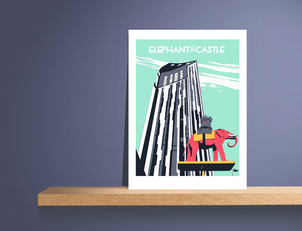 Elephant and Castle Screen Print, Limited Edition London Illustration - Red Faces Prints