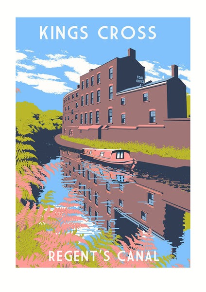 King's Cross Screen Print, Regent's Canal London Limited Edition Art - Red Faces Prints