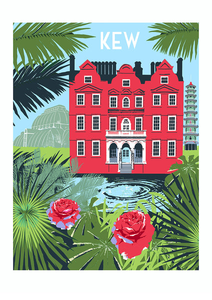 Kew Gardens Screen Print, Limited Edition London Art A3 - Red Faces Prints