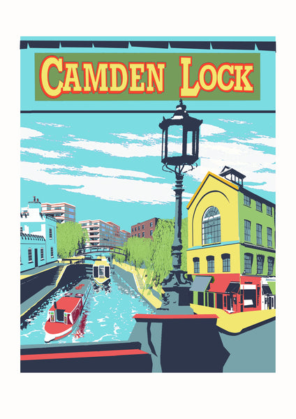 Camden Lock Screen Print, A3 Limited Edition London Art - Red Faces Prints