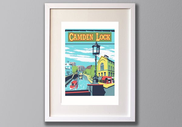 Camden Lock Screen Print, A3 Limited Edition London Art - Red Faces Prints