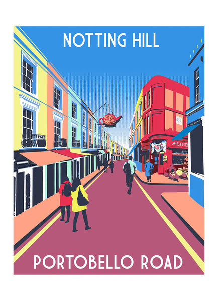 Notting Hill Print, Portobello Road Limited Edition Screen Print - Red Faces Prints