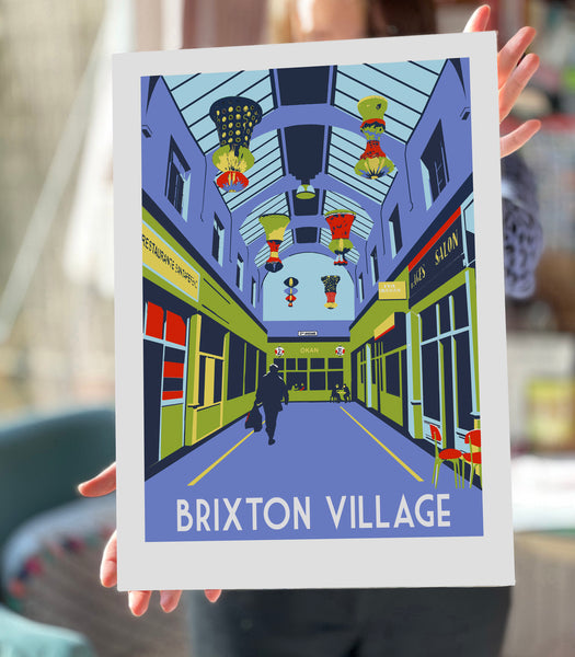 Brixton Market Art Print, Unframed or framed, London Illustration