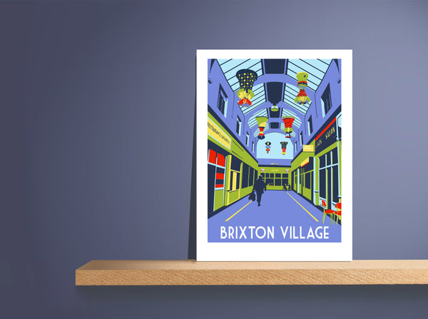 Brixton Market Art Print, Unframed or framed, London Illustration