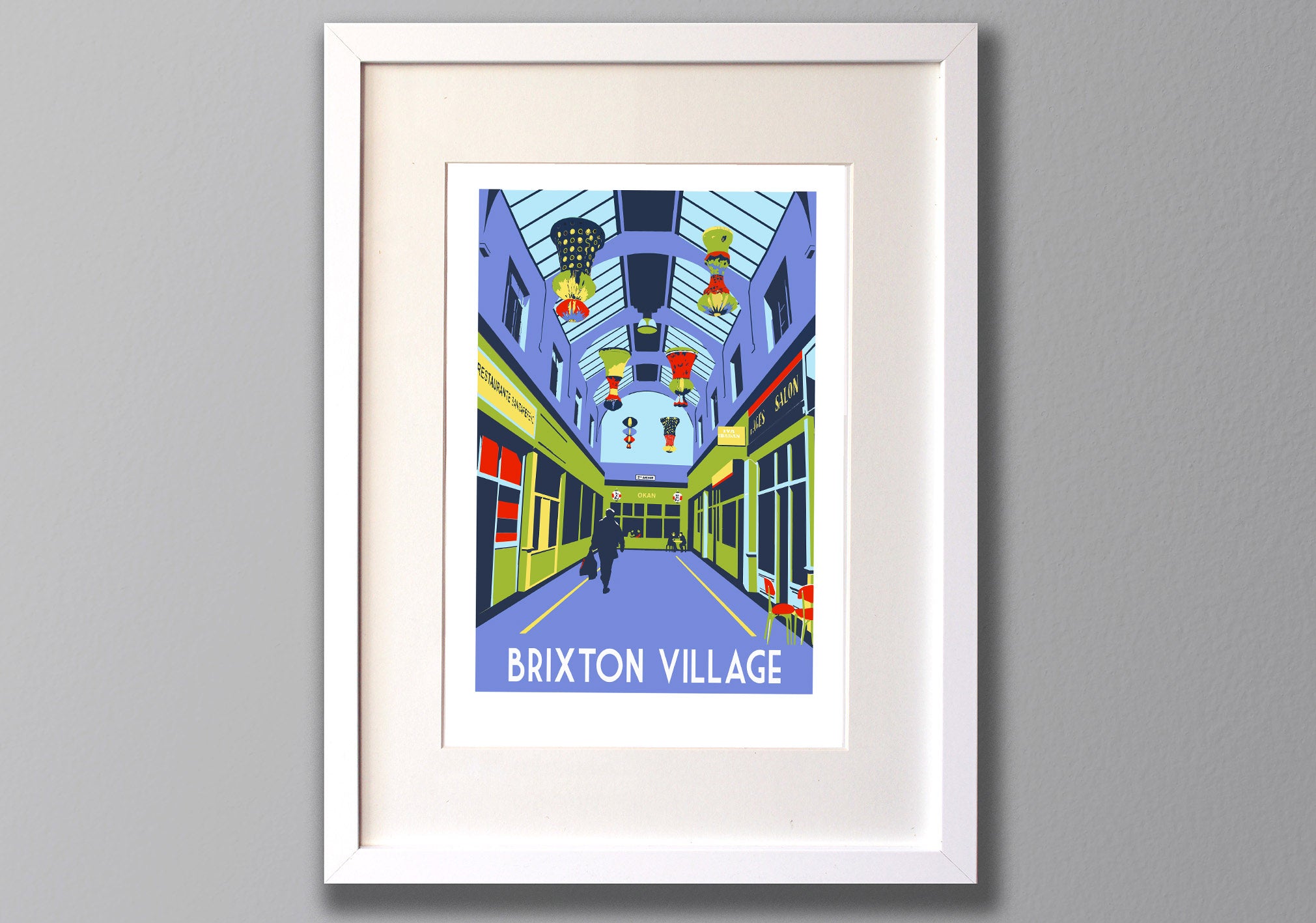 Brixton Market Art Print, Unframed or framed, London Illustration