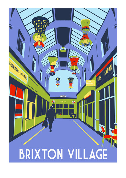Brixton Market Art Print, Unframed or framed, London Illustration