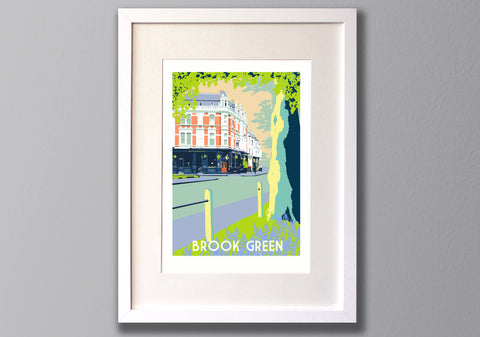 Brook Green Art Print in white frame