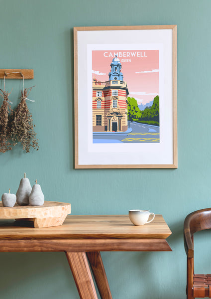 Camberwell Art Print framed on wall above table