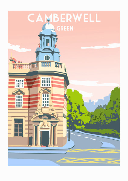 Camberwell Green artwork featuring old Surgery building