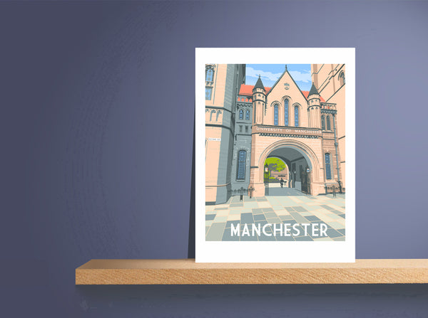 Manchester University art print shelf