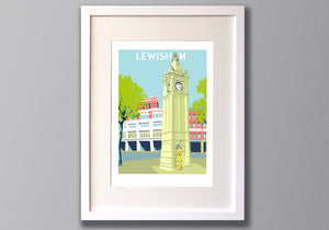 Lewisham Clocktower Art Print Framed