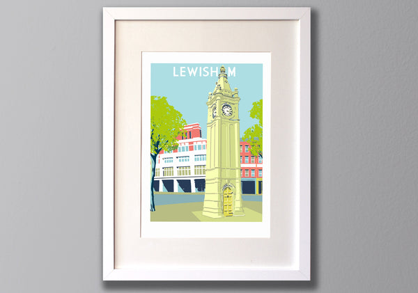 Lewisham Clocktower Art Print Framed