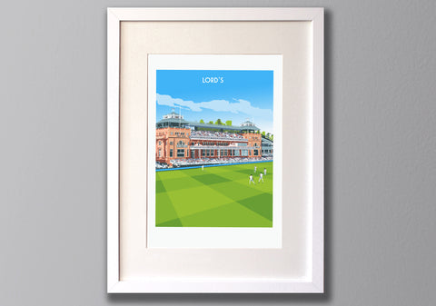 Lord's Cricket Art Print in white frame