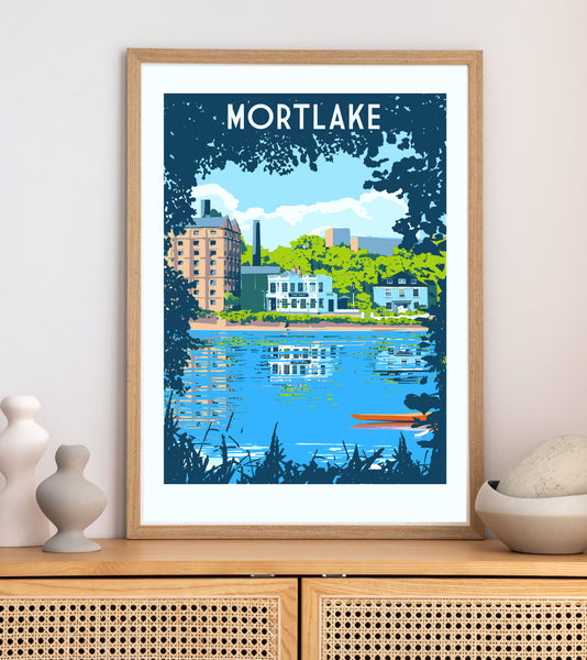 Mortlake Art Print,  Travel Poster Style