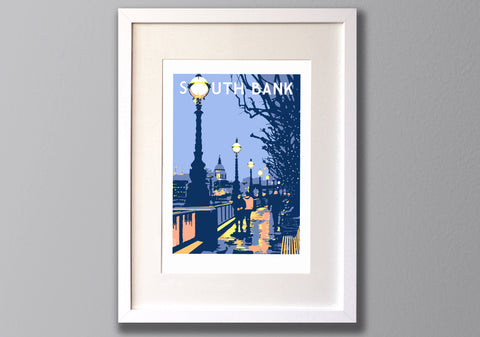 Southbank Framed Art Print (white frame)