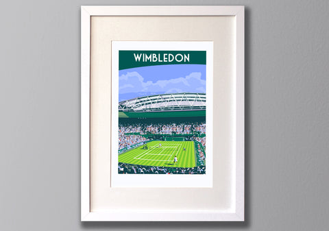 Wimbledon Tennis Art Print White Frame