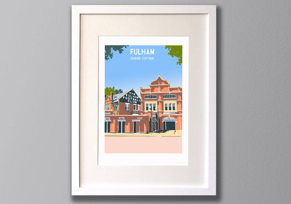 Fulham FC Craven Cottage Art Print white frame