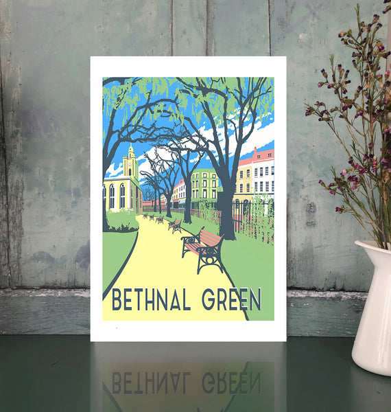 Bethnal Green unframed art print with flowers