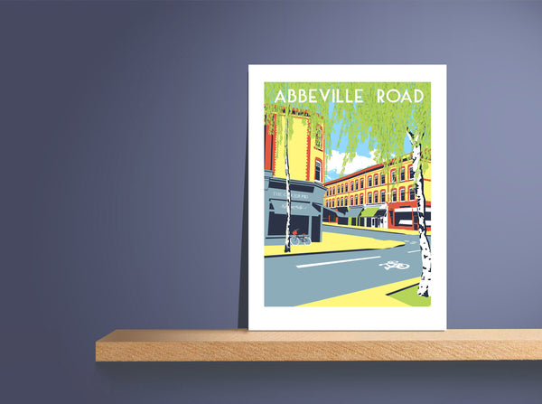 Abbeville Road Screen Print, Limited Edition Art, A3 London Illustration - Red Faces Prints