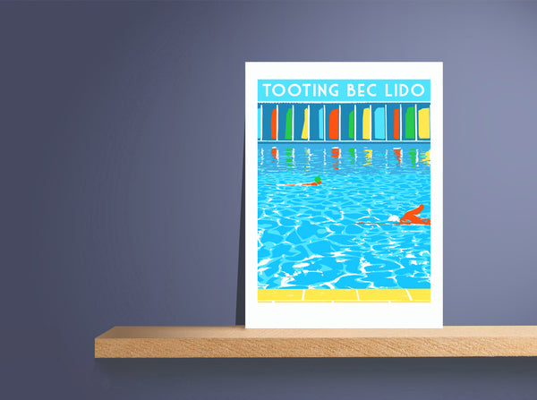 Tooting Bec Lido Art Print shelf