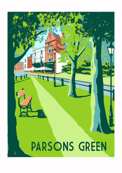 Parsons Green Art Print,  Travel Poster Style Wall Art