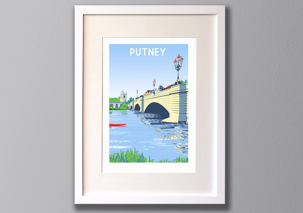 Putney Rowing Print Putney Art Print, Travel Illustration
