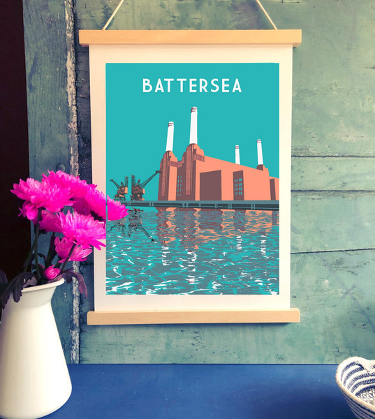 Battersea Power Station Screen Print, London Illustration - A3 Limited Edition Art - Red Faces Prints