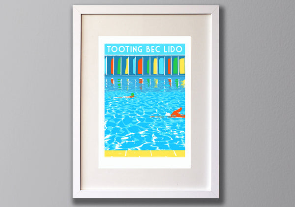 Tooting Bec Lido Art Print framed