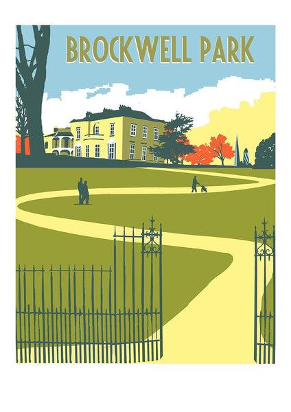 Brockwell Park Screen Print, A3 Limited Edition London Art - Red Faces Prints