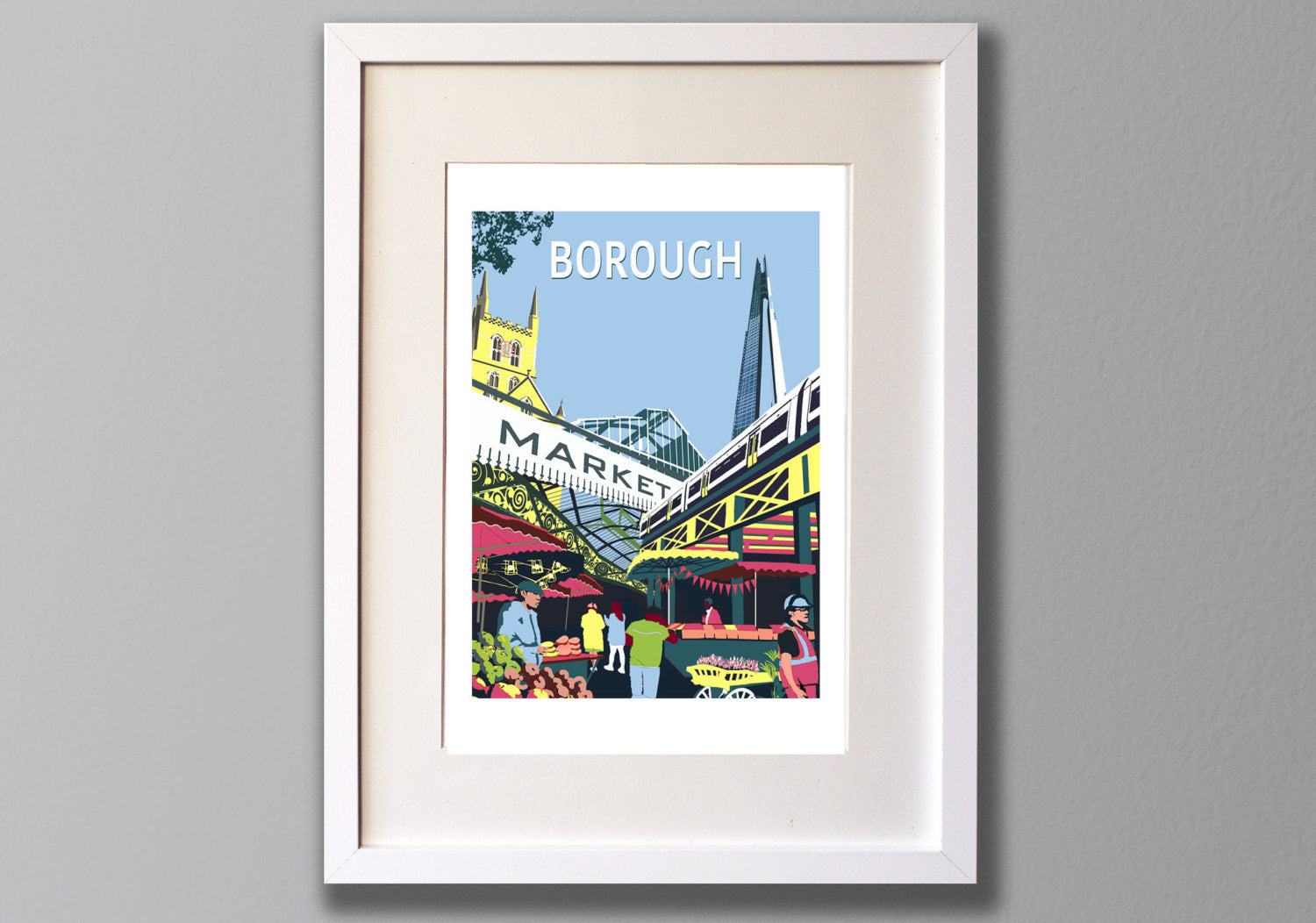 Borough Market Print, A3 Limited Edition London Giclee Art - Red Faces Prints