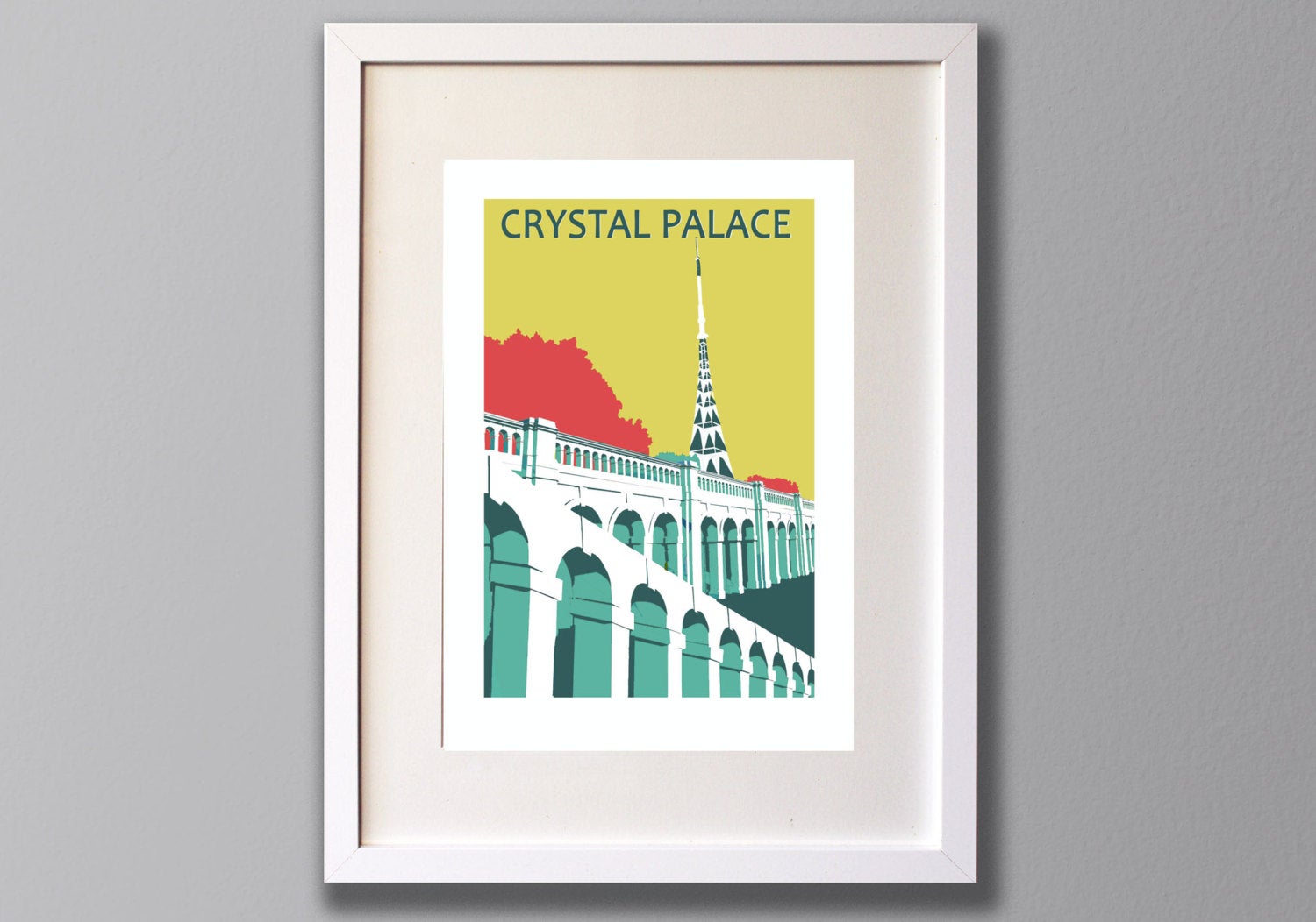 Crystal Palace Park Transmitter Screen Print, Limited Edition A3, London - Red Faces Prints