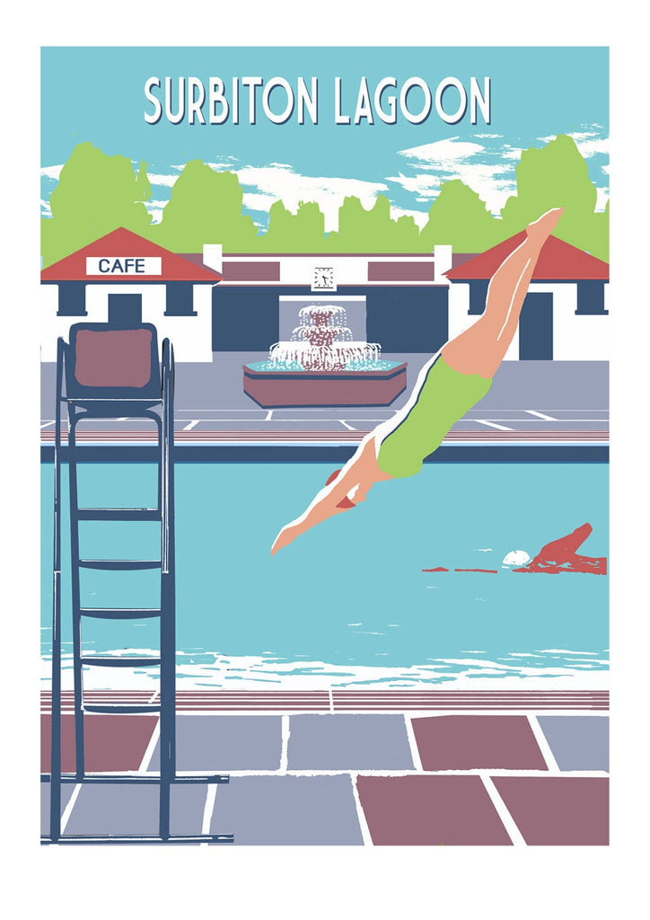 Surbiton Lagoon Limited Edition A3 Screen Print Greater London surbiton-lagoon-limited-edition-a3-screen-print-greater-london