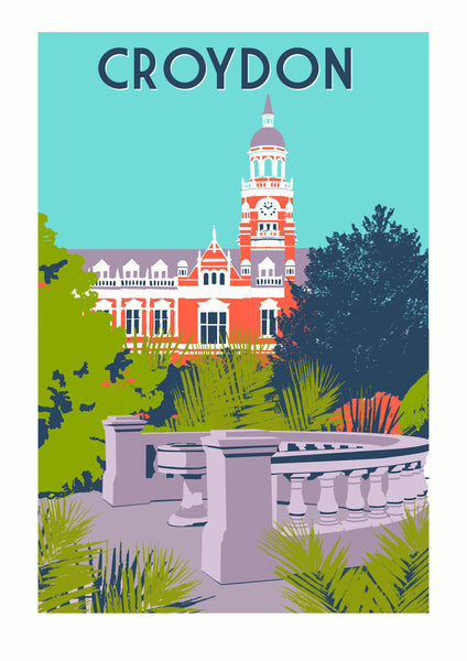 Croydon Print, Town Hall A3 Giclee art - Limited Edition - Red Faces Prints
