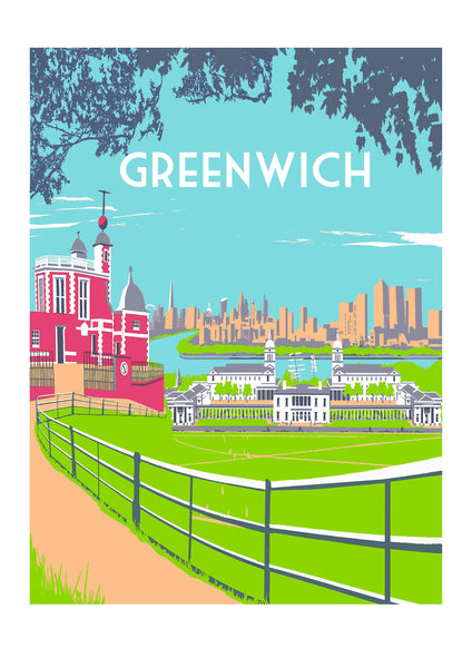 Greenwich Screen Print, Limited Edition London Art A3 - Red Faces Prints