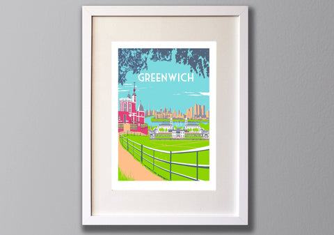 Greenwich Screen Print, Limited Edition London Art A3 - Red Faces Prints