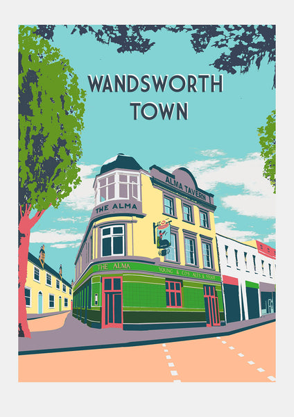 Wandsworth Town - A3 Giclee print - Limited Edition - (Un) Framed - Red Faces Prints
