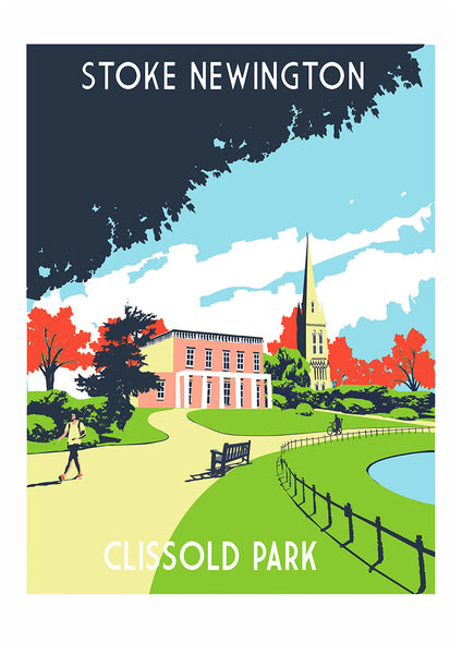Stoke Newington, Clissold Park,  London – A3 Limited Edition Screen Print - Unframed or Framed - Red Faces Prints