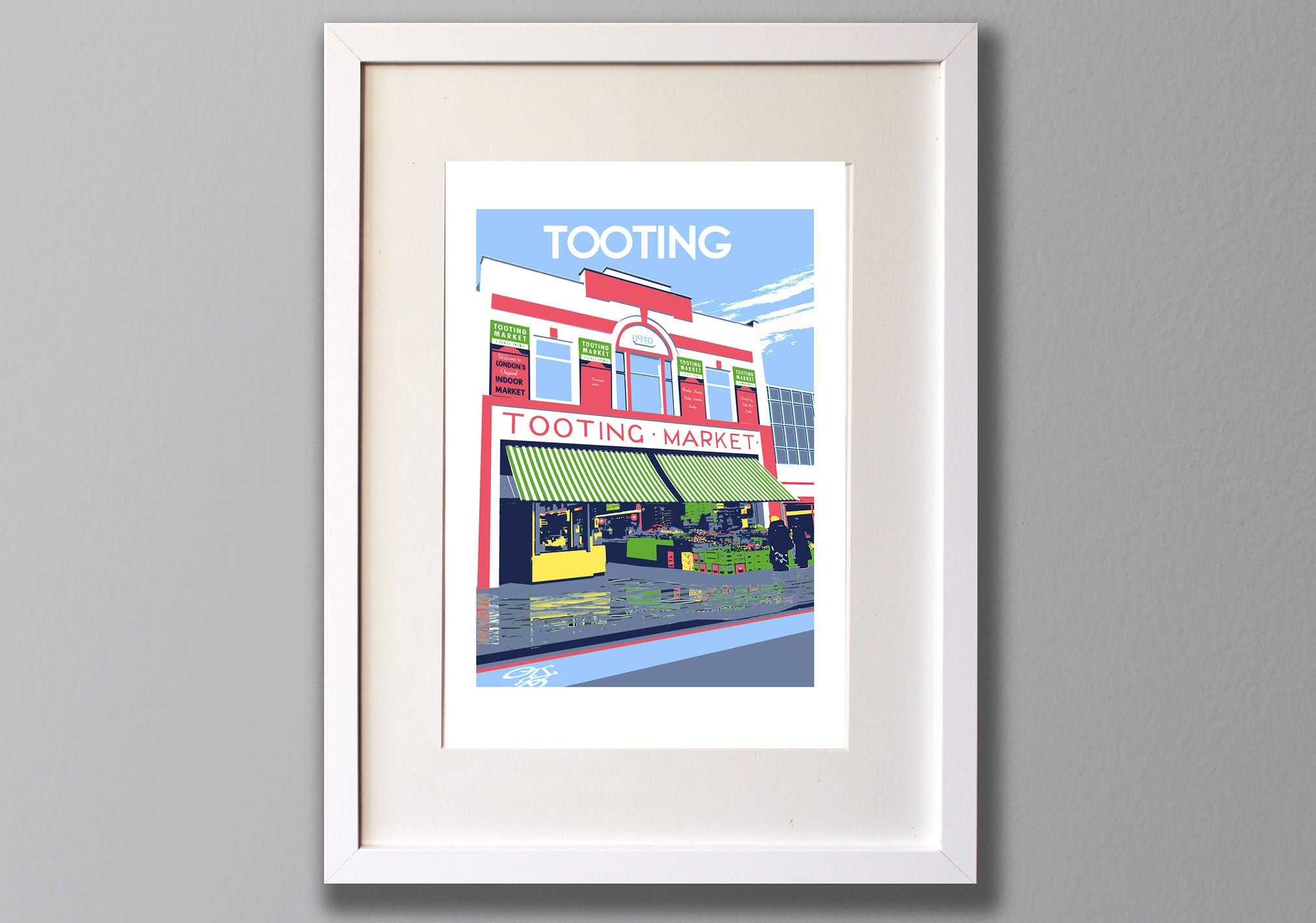 Tooting Market - A3 Screen print - Limited Edition - (UN)FRAMED - Red Faces Prints