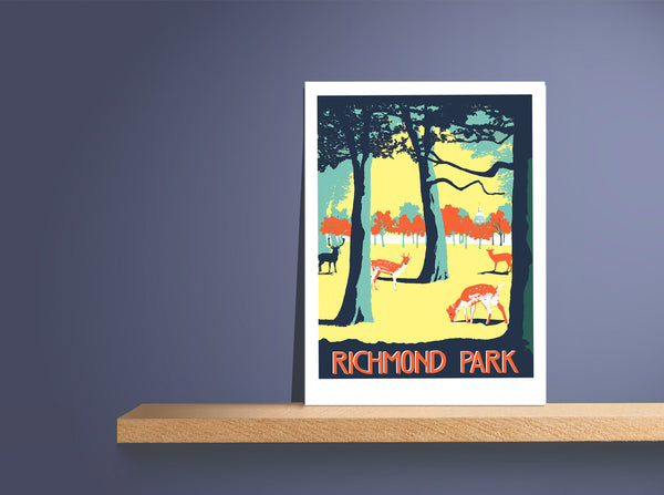 Richmond Park Screen Print, Limited Edition Local London Art - Red Faces Prints