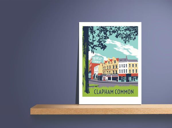 Clapham Common Screen print - A3 Limited Edition London Art - Red Faces Prints