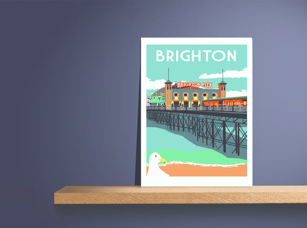 Brighton Screen Print, A3 Seaside Art - Red Faces Prints